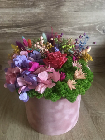 Aranjament cutie licheni - Aranjament floral cu licheni