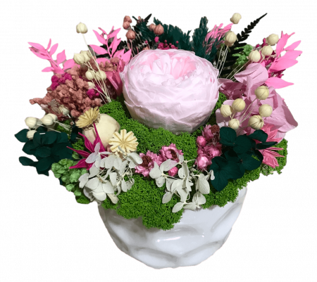 Aranjamente in vase ceramice - Aranjament floral cu bujor criogenat
