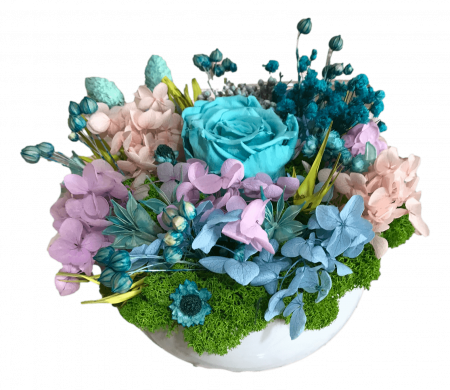 Aranjamente in vase ceramice - Aranjament floral cu licheni si flori uscate