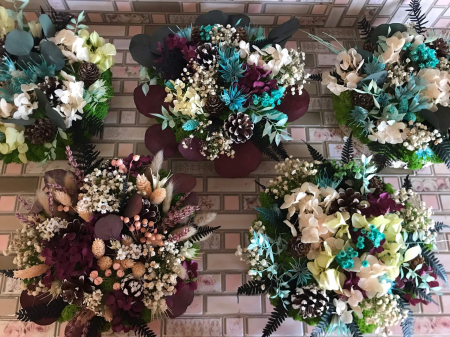 Aranjament floral pe felie lemn [4]