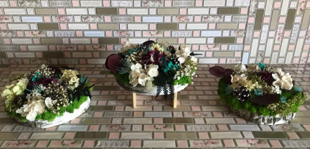 Aranjament floral pe felie lemn [3]