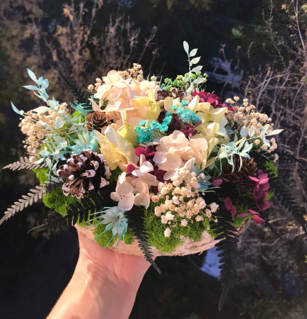 Aranjament floral pe felie lemn [7]