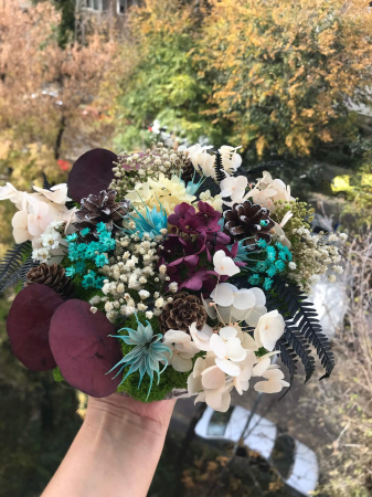 Aranjament floral pe felie lemn [5]