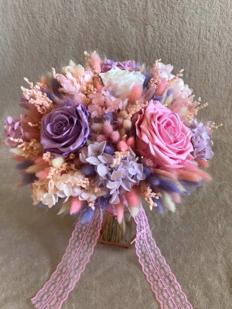 Buchete din flori naturale uscate si stabilizate - Buchet flori roz