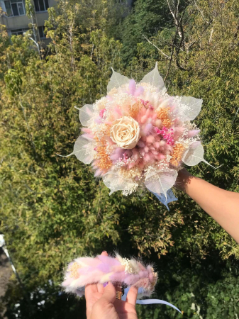 Buchet flori uscate/stabilizate + bentita cu flori [3]