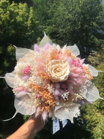 Buchet flori uscate/stabilizate + bentita cu flori [1]