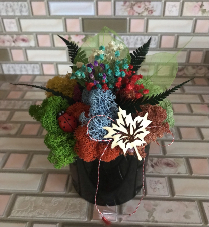 Aranjamente in vase ceramice - Aranjament floral cu licheni