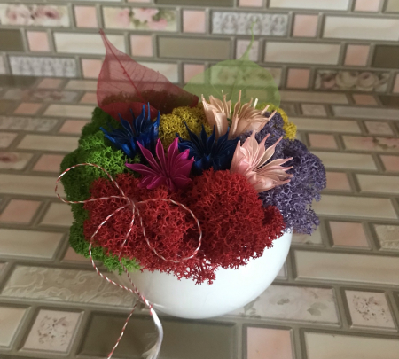 Aranjamente in vase ceramice - Aranjament floral cu licheni