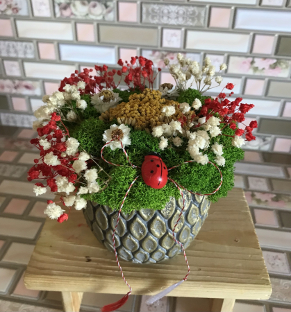 Aranjamente in vase ceramice - Aranjament floral cu licheni