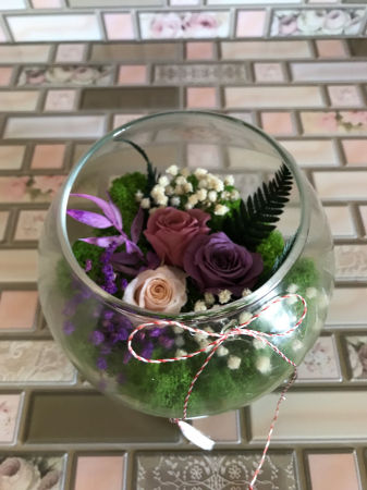 Aranjament licheni in glob sticla - Aranjament floral cu licheni