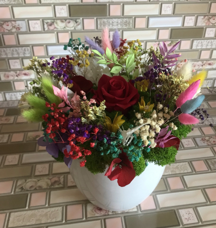 Aranjamente in vase ceramice - Aranjament floral cu licheni