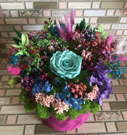 Aranjament cutie licheni - Aranjament floral cu licheni
