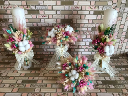 Pachet nunta - Pachet lumanari nunta + Buchet mireasa+ buchet de aruncat