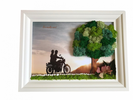Tablou licheni pentru Barbati - Tablou cuplu pe motocicleta