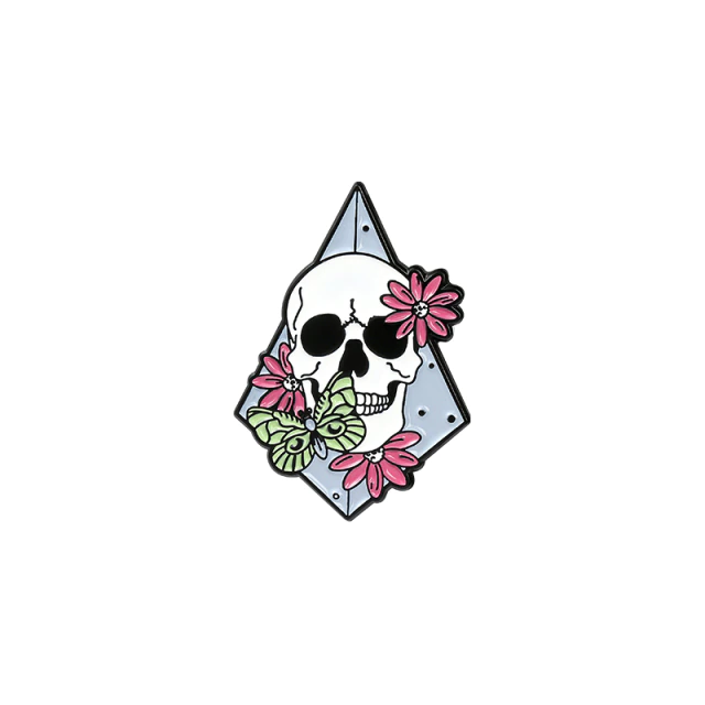 Butterflly and Flowers over a Skull [1]