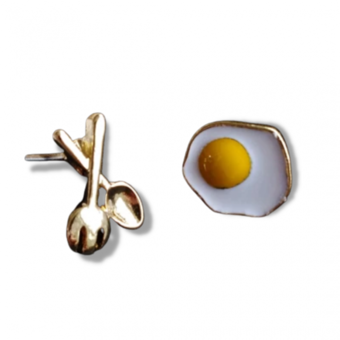 Fried Egg Asymmetric Earrings [1]