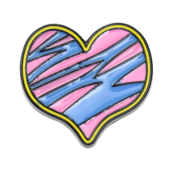 Pink Heart with Blue Stripes [1]