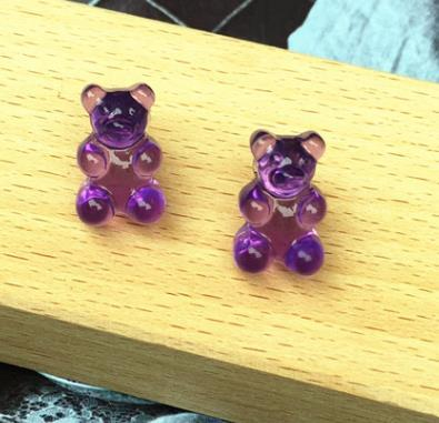 Transparent Purple Gummy Bear Earrings [1]