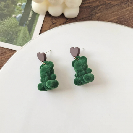 Green Flocking Bear Earrings [0]