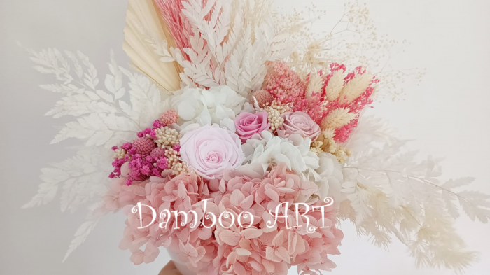 PINK PASTEL - ARANJAMENT CU FLORI CRIOGANTE SI STABILIZATE [2]