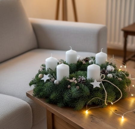 CRACIUN - CORONITA VERSATILA DE CRACIUN PENTRU USA SAU MASA - WHITE STARS