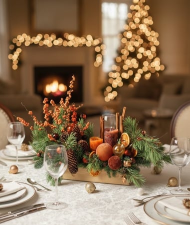 CRACIUN - DECORATIUNE CRACIUN CU BRAD SI PLANTE NATURALE - AROME DE SARBATOARE