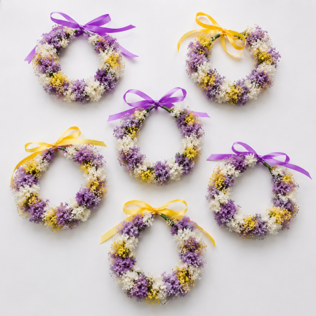 CORONITE FLORI - coronita florala handmade lila galben alb