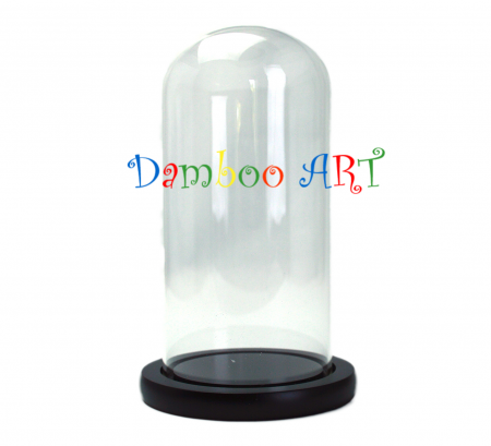 ACCESORII - Cupola din sticla cu suport din lemn, 14*24 cm