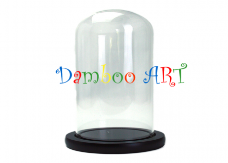 ACCESORII - Cupola din sticla cu suport din lemn, 14*20 cm