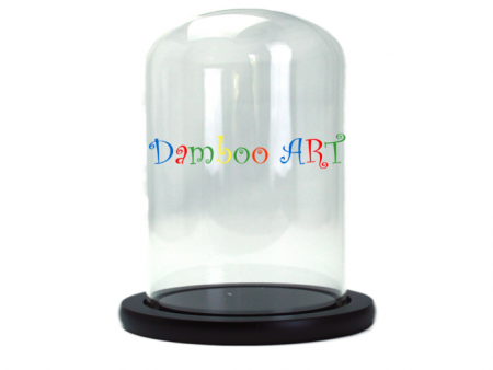 CUPOLE SI GLOBURI - Cupola din sticla cu suport din lemn, 17*25 cm
