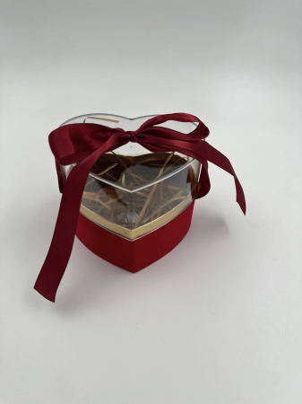 Cutie decorativă din catifea cu capac transparent, inimă roșie [1]