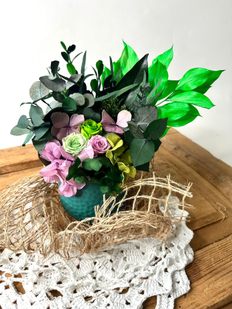Decoratiune cu flori criogenate si plante naturale stabilizate - FRESH GREEN [1]