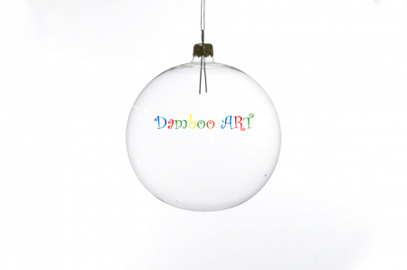 ACCESORII - GLOB DIN STICLA TRANSPARENT CU CAPACEL AURIU - 10 CM