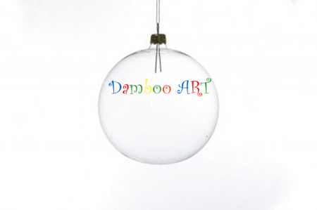 ACCESORII - GLOB DIN STICLA TRANSPARENT CU CAPACEL AURIU - 8 CM