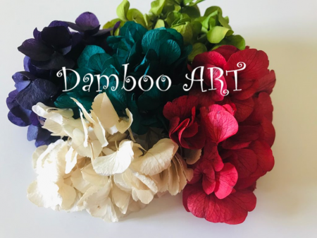 FLORI NATURALE CRIOGENATE - MIX 5 HORTENSII NATURAL STABILIZATE, ALB/CREM, ROSU, VERDE, TURCOISE, MOV