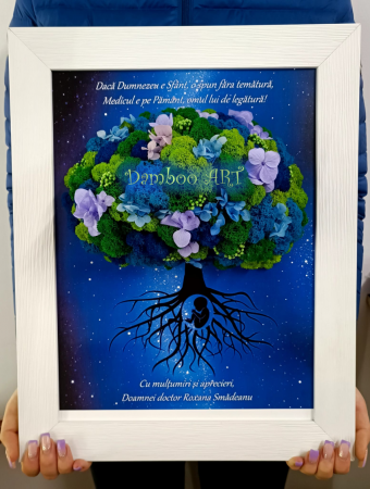 PROIECTE PERSONALIZATE - TABLOU RECUNOSTINTA PENTRU MEDIC - PERSONALIZAT CU LICHENI SI FLORI CRIOGENATE