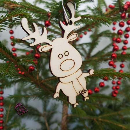 Decoratiuni Craciun - Glob din lemn model Rudolf