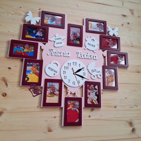 Tablou cu Datele Nașterii și 12 Fotografii Bebe,Primul An [2]