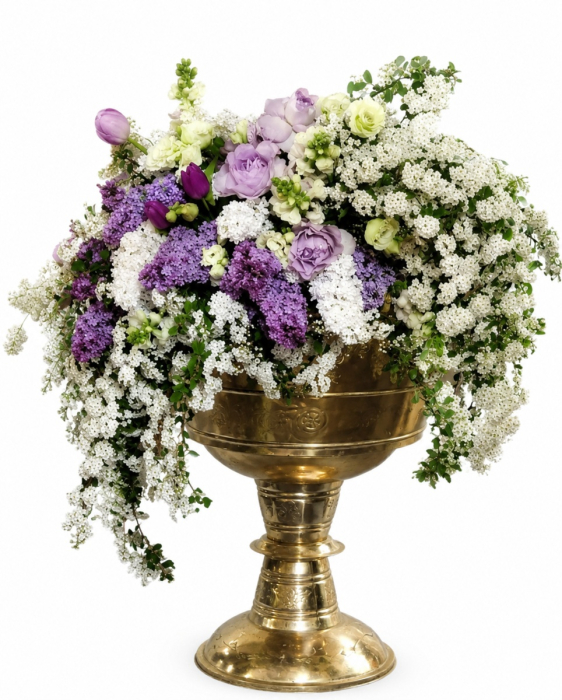 Aranjament cristelniță voalul miresei și liliac Iași [2]