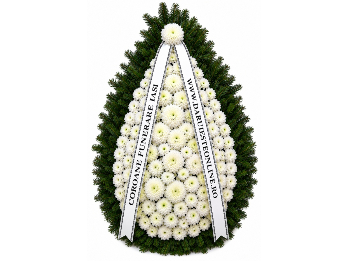 Coroană funerară albă imperială din brad natural – livrare Iași [2]