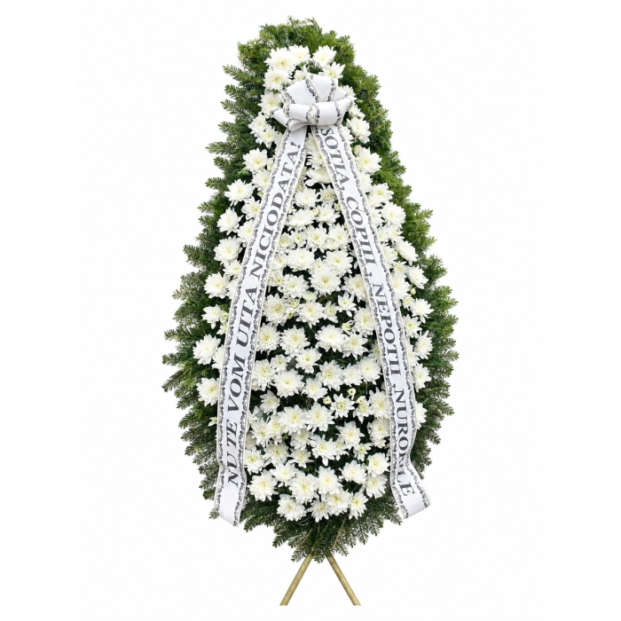 Coroană funerară albă imperială din brad natural – livrare Iași [2]