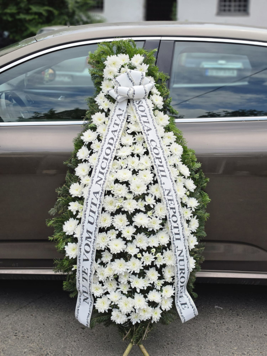 Coroană funerară albă imperială din brad natural – livrare Iași [3]