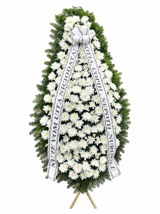 Coroană funerară albă imperială din brad natural – livrare Iași [4]