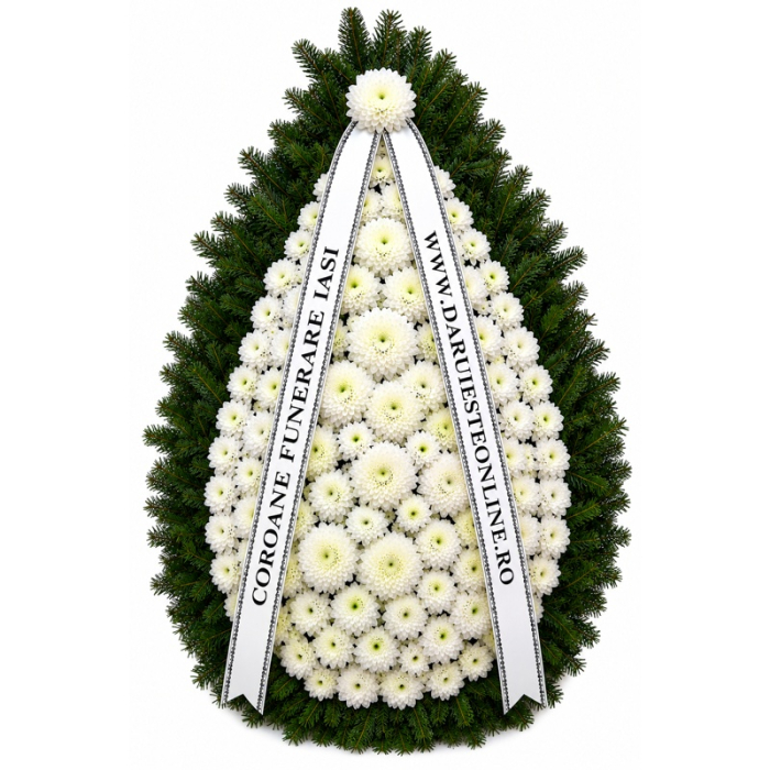 Coroană funerară albă imperială din brad natural – livrare Iași [3]