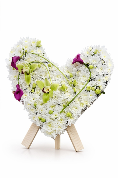Coroană funerară inimă albă flori naturale livrare rapidă Iași [2]