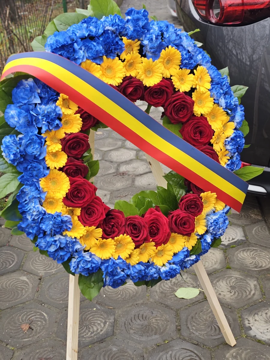 Coroană rotundă tricolor 60 cm Iași – depunere coroane ceremonii oficiale [2]