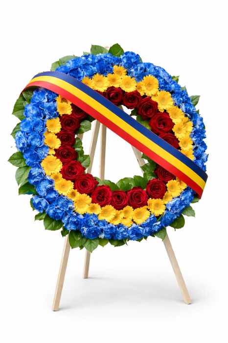 Coroană rotundă tricolor 60 cm Iași – depunere coroane ceremonii oficiale [1]