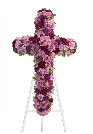Cruce funerara multicolora flori naturale Iasi livrare gratuita [1]