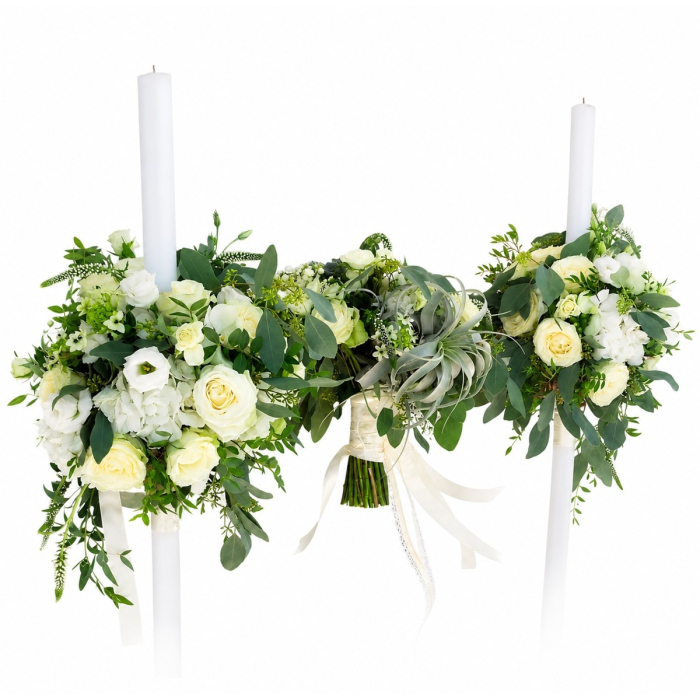 Set Cununie Luxury Air Plant Ivory – Buchet Mireasă și Lumânări Cununie Iași [3]