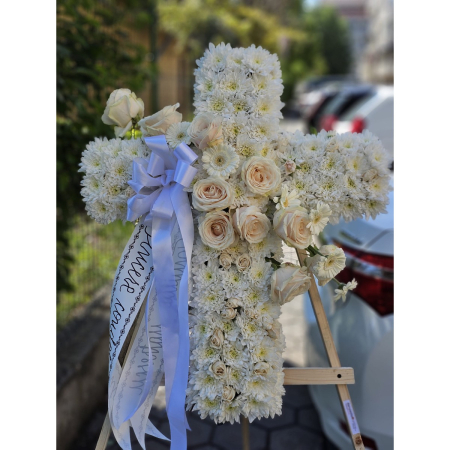Cruce Înmormântare Pure White Iași | Flori Naturale Premium [2]